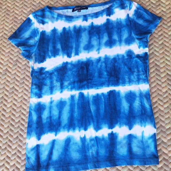 Blue & White Stripe Tie Dye Top, Shirt, Blouse -Jones New York - Sz Small - Picture 4 of 4